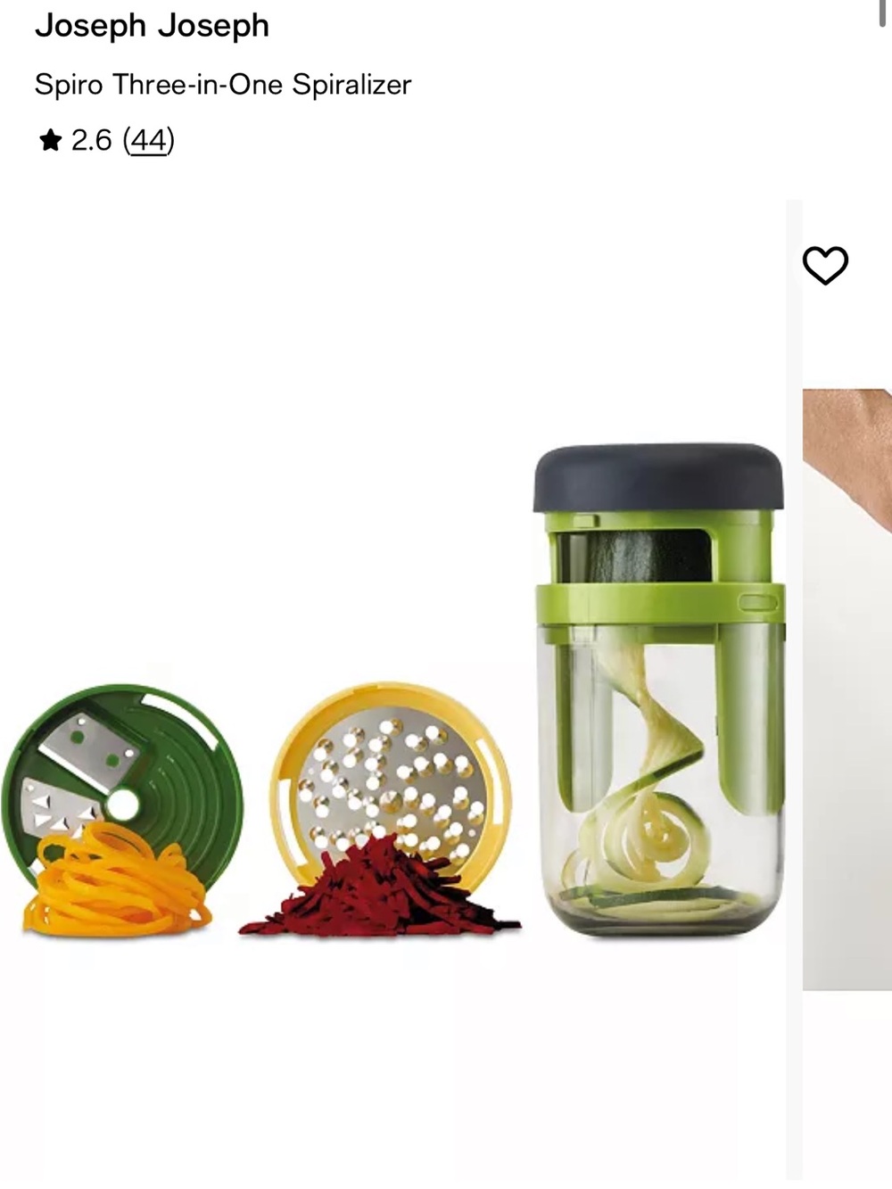 Joseph Joseph Spiro Three-in-One Spiralizer - Green